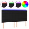 vidaXL Tăblie de pat cu LED, negru, 160x5x118/128 cm, textil