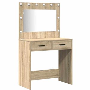 vidaXL Masă de Machiaj cu lumini de oglindă 2 pcs Maro Lemn compozit