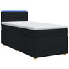 vidaXL Pat boxspring cu saltea cu benzi LED Negru 90 x 200 cm Țesătură