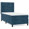 vidaXL Pat box spring cu saltea, albastru &icirc;nchis, 90x200 cm, catifea