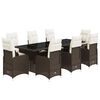 vidaXL Set bistro de grădină cu perne, 9 piese, maro, poliratan