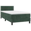 vidaXL Pat box spring cu saltea, verde &icirc;nchis, 90x200 cm, catifea
