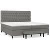 vidaXL Pat box spring cu saltea, gri &icirc;nchis, 200x200 cm, textil