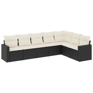 vidaXL Set canapele de grădină cu perne, 7 piese, negru, poliratan