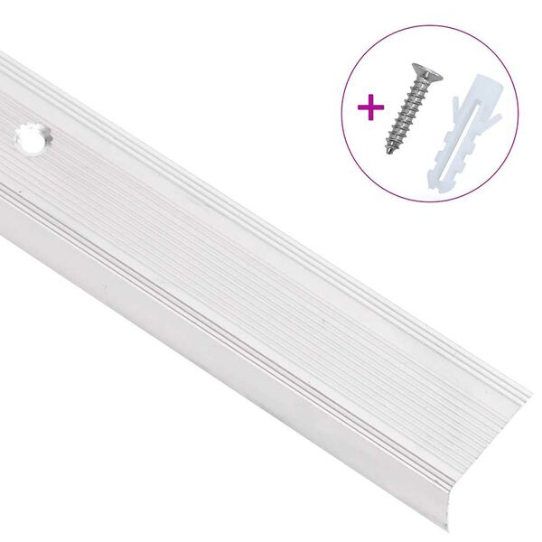 vidaXL Profile trepte &icirc;n formă de L, 15 buc, argintiu, 90 cm, aluminiu