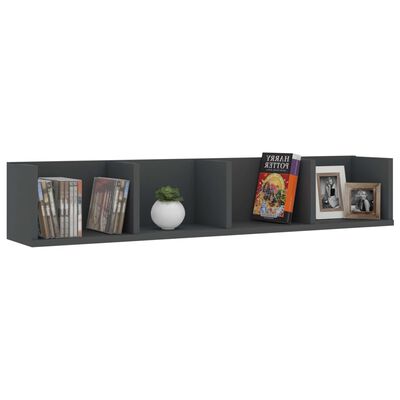 vidaXL Raft de perete CD-uri, gri, 100 x 18 x 18 cm, PAL