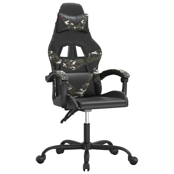 vidaXL Scaun de gaming pivotant, negru și camuflaj, piele ecologică