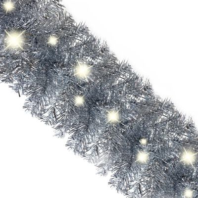 vidaXL Ghirlandă de Crăciun cu lumini LED, argintiu, 10 m