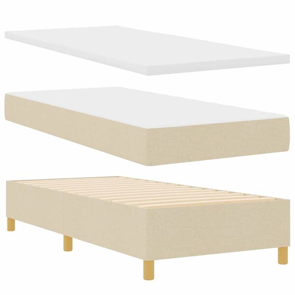 vidaXL Pat cu arcuri cu saltea cu headboard Crem 80 x 200 cm țesătură
