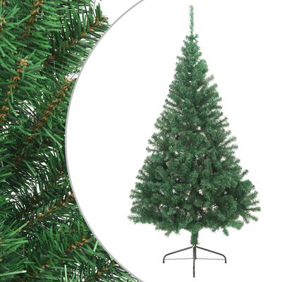 vidaXL Jumătate pom Crăciun artificial cu suport, verde, 210 cm, PVC