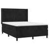 vidaXL Pat box spring cu saltea, negru, 140x190 cm, catifea