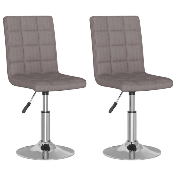 vidaXL Scaune de bucătărie pivotante, 2 buc., gri taupe, textil