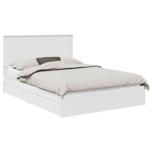vidaXL Pat cu storage cu headboard Alb 140 x 190 cm Lemn compozit