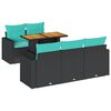 vidaXL Set mobilier de grădină cu perne, 6 piese, negru, poliratan