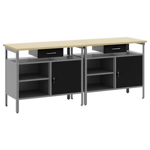 vidaXL Set banc de lucru 2 buc. Negru și Gri Oțel vopsit electrostatic