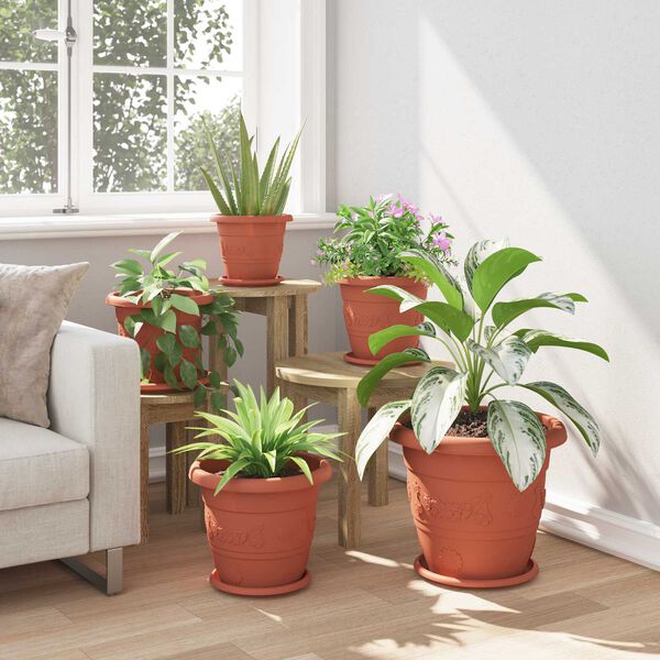 vidaXL Ghivece pentru plante 6 pcs Roșu cărămidă &Oslash; 26 x 21.5 cm