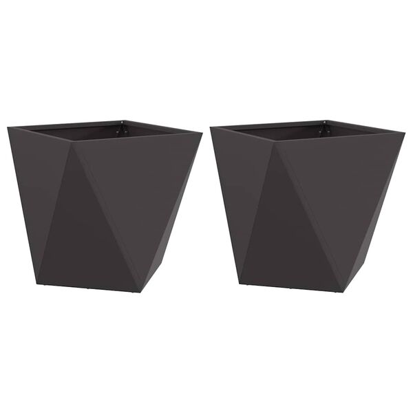 vidaXL Jardinieră 2 pcs Negru 50 x 50 x 50 cm Oțel
