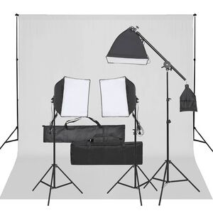 vidaXL Kit studio foto cu set de lumini și fundal