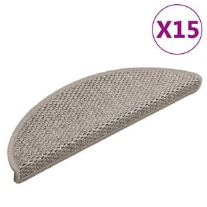 vidaXL Covorașe scări autoadezive 15 buc argintiu 56x17x3 aspect sisal