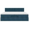vidaXL Pat otoman cu saltele și LED-uri Albastru &icirc;nchis catifea