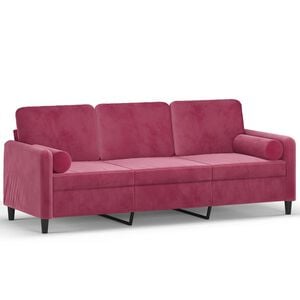 vidaXL Canapea cu 3 locuri cu pernuțe, roșu vin, 180 cm, catifea