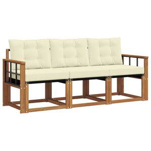 vidaXL Set de canapele de exterior cu pernă 3 pcs Natural și Crem
