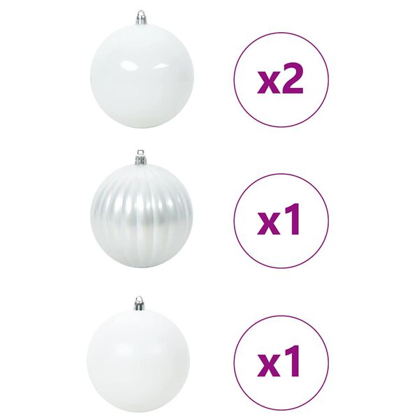 vidaXL Set de globuri de Crăciun XXL 4 pcs Alb Plastic