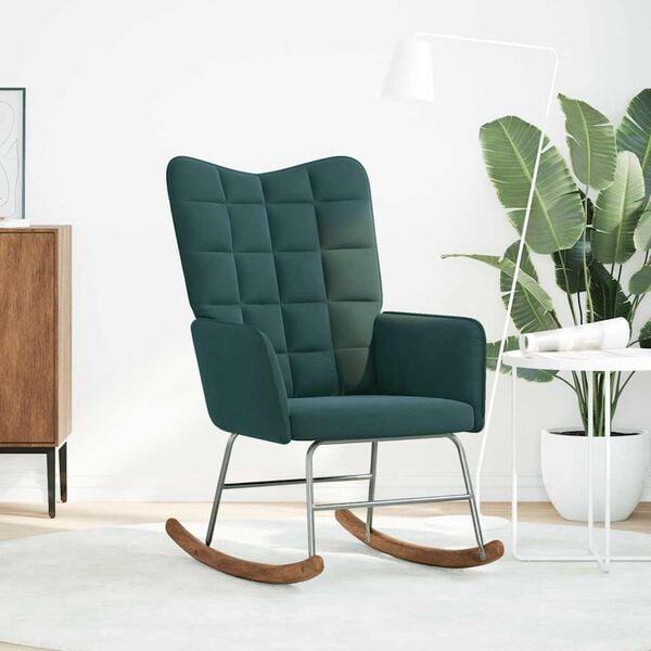 vidaXL Scaun balansoar, verde închis, catifea