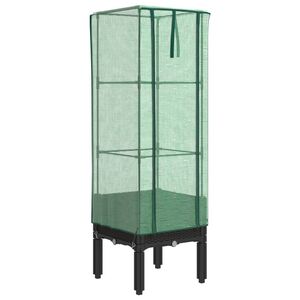 vidaXL Strat &icirc;nălțat cu husă de seră, aspect ratan, 40x40x140 cm