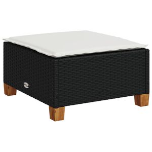 vidaXL Taburet de grădină cu pernă, negru, 63,5x56x32 cm, poliratan