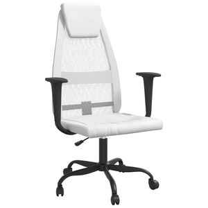 vidaXL Scaun birou reglabil &icirc;n &icirc;nălțime, alb, piele artificială/plasă