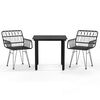 vidaXL Set mobilier de grădină, 3 piese, negru, poliratan