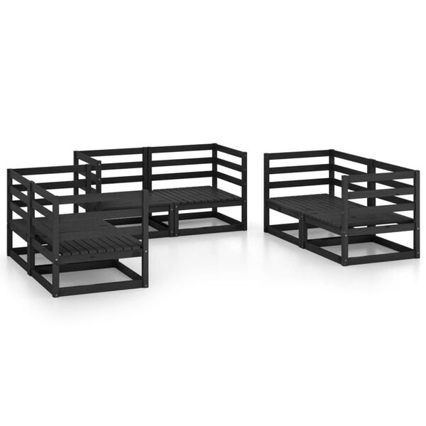 vidaXL Set mobilier de grădină, 6 piese, negru, lemn masiv de pin