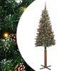 vidaXL Brad de Crăciun subțire Verde 180 cm PVC și lemn de PIN masiv