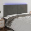 vidaXL Tăblie de pat cu LED, gri &icirc;nchis, 180x5x118/128 cm, catifea
