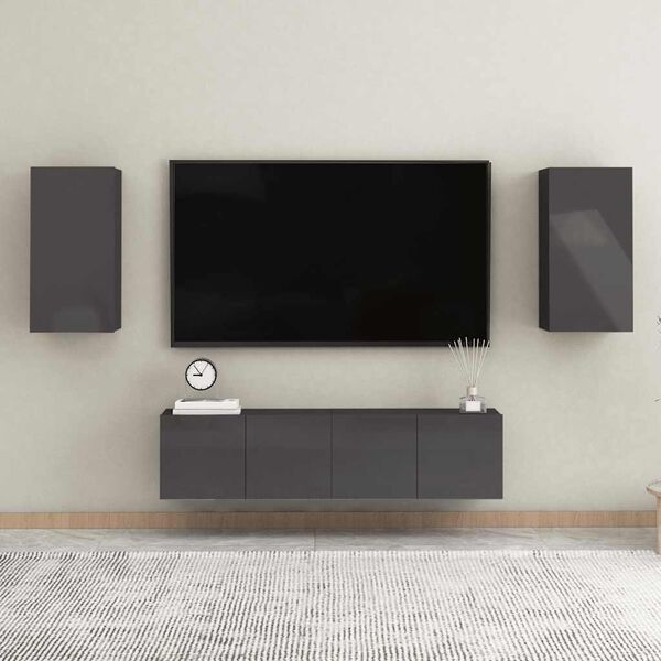 vidaXL Comode TV, 2 buc., negru extralucios, 30,5x30x60 cm