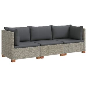 vidaXL 3 buc. Set de lounge din ratan cu perne GENDT Ratan Natural