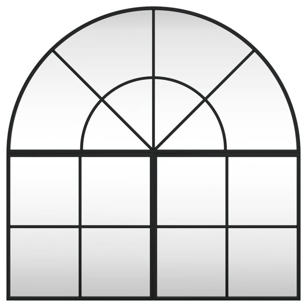 vidaXL Oglindă de perete, negru, 80x80 cm, arcuită, fier