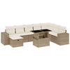 vidaXL Set canapele de grădină, 9 piese, cu perne, bej, poliratan