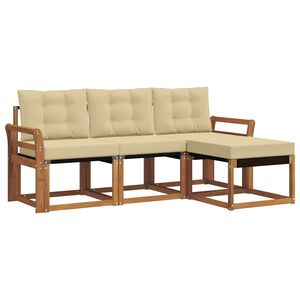 vidaXL Set de canapele de exterior cu pernă 4 pcs Natural și Bej