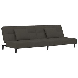 vidaXL Canapea extensibilă cu 2 locuri, 2 perne, gri &icirc;nchis, catifea