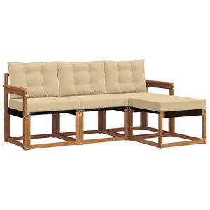 vidaXL Set de canapele de exterior cu pernă 4 pcs Natural și Bej