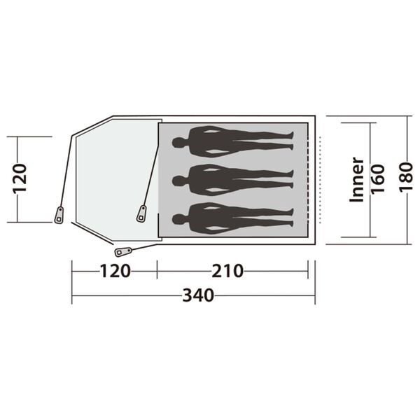 Easy Camp Cort Blazar 300, pentru 3 persoane, verde rustic
