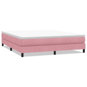 vidaXL Pat cu arcuri fără saltea roz 180x220 cm catifea
