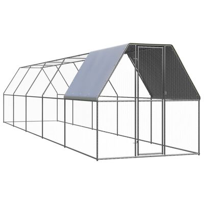 vidaXL Coteț de exterior pentru păsări, 2x10x2 m, oțel zincat