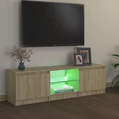 vidaXL Comodă TV cu lumini LED, stejar sonoma, 120x30x35,5 cm