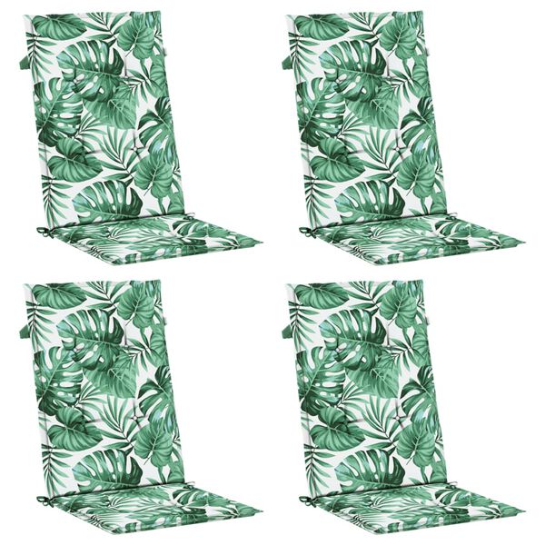 vidaXL Perne de scaun spătar înalt, 4 buc., model frunze, textil