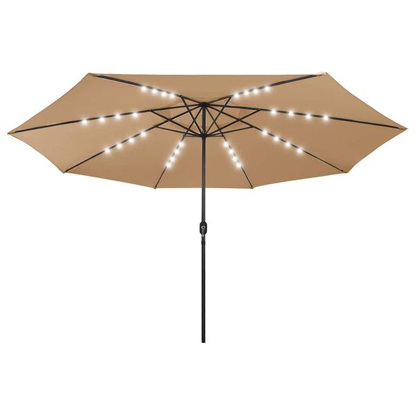 vidaXL Umbrelă soare de grădină cu LED-uri, taupe, 400 cm