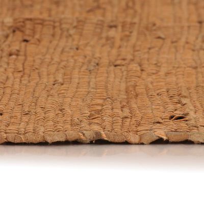 vidaXL Covor țesut manual Chindi din piele 160x230 cm, Cafeniu