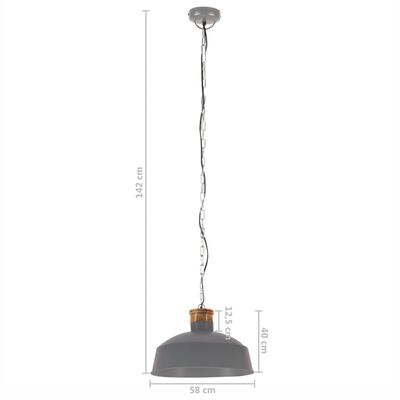 vidaXL Lampă suspendată industrială, gri, 58 cm, E27